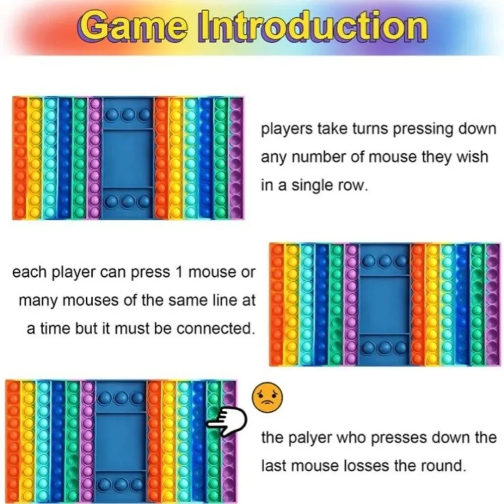 Pop Kids Games Fidget Toy Pop Rainbow Game Board Fidget Popper Toy Sensory New